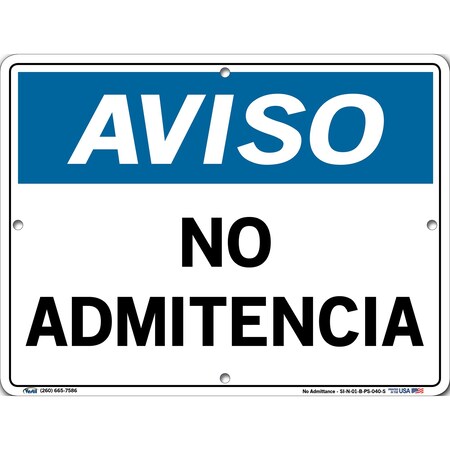 Vestil Polystyrene Sign, 9-1/2" Height, 12-1/2" Width, Polystyrene, Rectangle, Spanish SI-N-01-B-PS-040-S